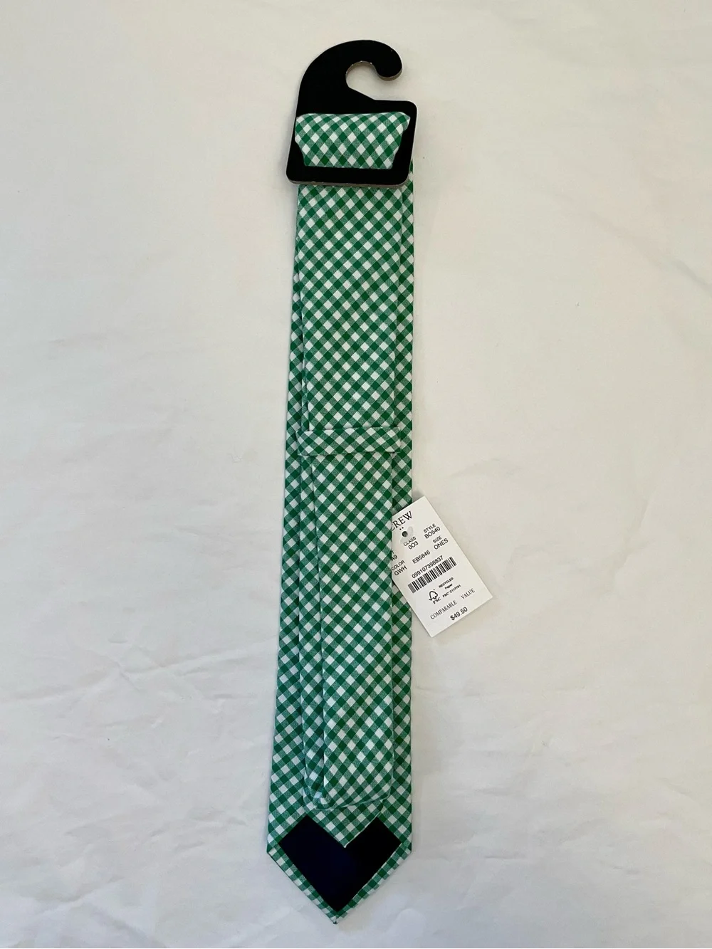 J. Crew Green and White Gingham Checkered Tie
